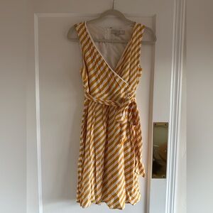 LOFT Yellow and White Striped Mini Dress